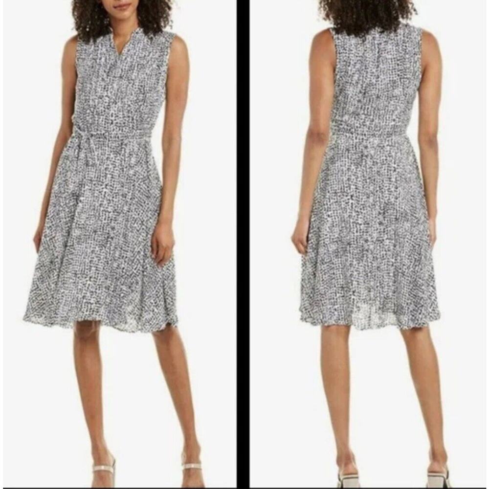 NANETTE LEPORE GRAY BLACK SHORT SLEEVE A LINE DRESS Women’s SIZE 4